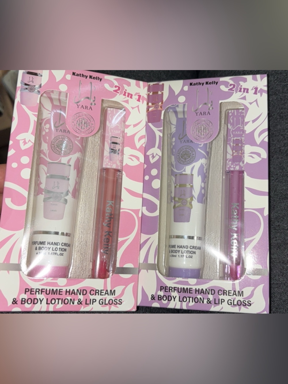 Yara Lip Gloss & Perfume Hand Cream Duo - Pink and Lavender